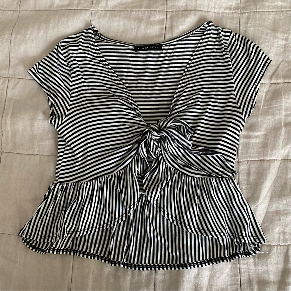 Striped Tie crop top